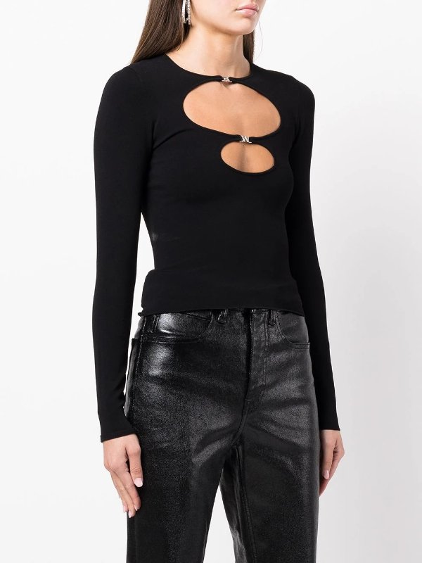 cut-out long-sleeved top
