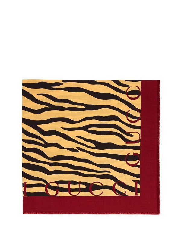 Tiger Logo Print Scarf