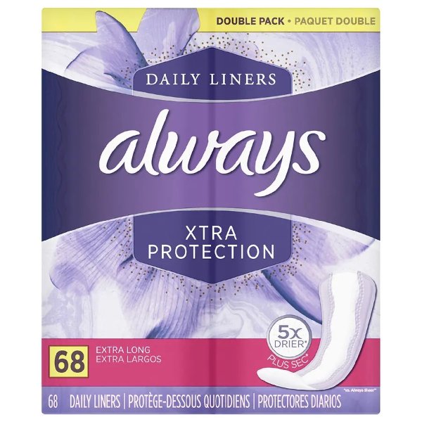 Always Xtra Protection Daily Liners Unscented, Extra Long