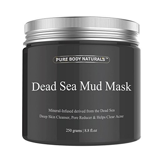 Pure Body Naturals Dead Sea Mud Mask for Face and Body, Purifying Face Mask for Acne, Blackheads, and Oily Skin, 8.8 Ounce
