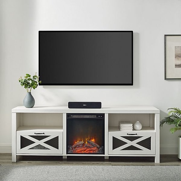 Forest Gate™ 70-Inch Rustic Electric Fireplace TV Stand | Bed Bath & Beyond