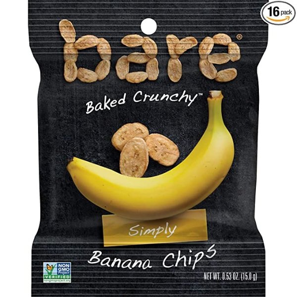 Snacks, Simply Banana Chips, 0.53oz Bags, (16 Pack)