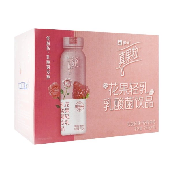 MENGNIU Real Fruit Grain Flower Fruit Light Milk Rose Strawberry Flavor Lactobacillus Drink 230g*10