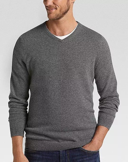 Charcoal Modern Fit V-Neck Sweater