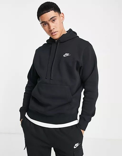 pullover hoodie with swoosh logo in black