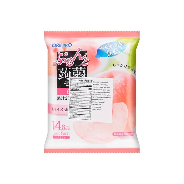 ORIHIRO蒟蒻 低卡高纤蒟蒻果冻 桃子味 6枚入