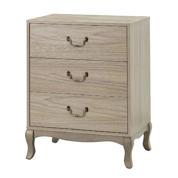 Petra 3-Drawer Acorn 22 in. W x 15.8 in. D x 28 in. H Nightstand with Retro Cabriole Legs and Drop Handles