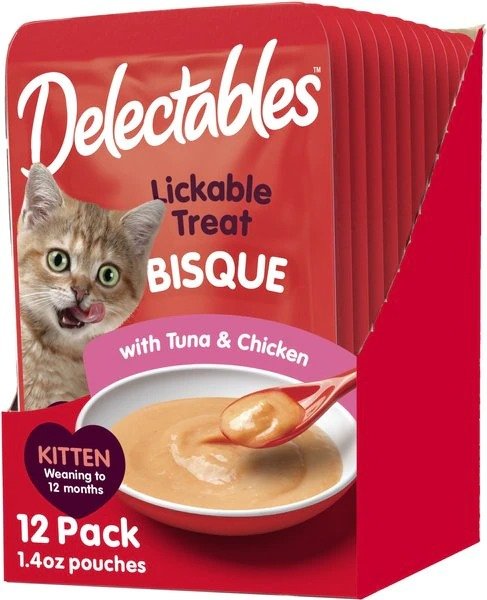 Delectables Bisque Tuna & Chicken Lickable Kitten Treat, 1.4-oz, case of 12