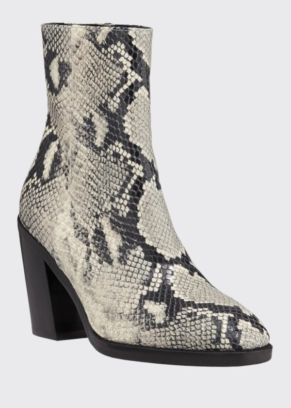 Wynter Python-Embossed Leather Booties