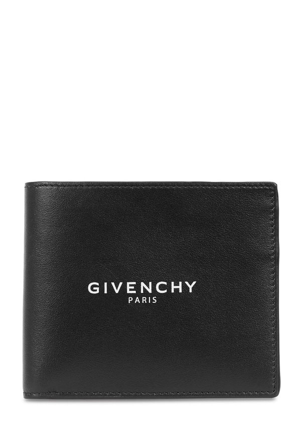 Logo-print leather wallet