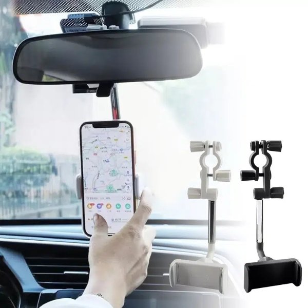 1pc 360 Rearview Mirror Phone Holder Adjustable Multi Function Rotatable Mirror Phone Mount | High-quality & Affordable | Temu