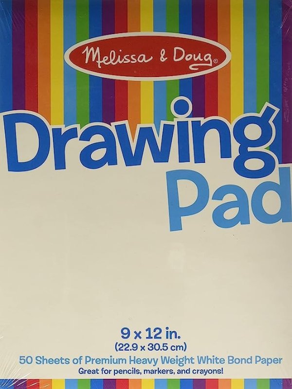 Melissa & Doug Drawing Paper Pad (9 x 12 inches) - 50 Sheets, 3-Pack - Coloring Art Pads For Kids, Toddler Sketch Pads For Ages 3+