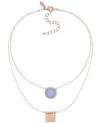 Rose Gold-Tone Stone & Bar Layered Pendant Necklace, 17" + 3" extender, Created for Macy's