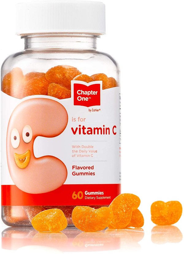 Chapter One Vitamin C Gummies, Great Tasting Chewable Vitamin C for Kids, Certified Kosher, 60 Gummies