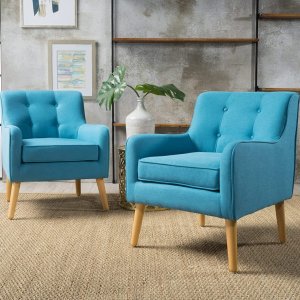 Christopher Knight Home Felicity Mid-Century Fabric Arm Chairs, 2-Pcs Set