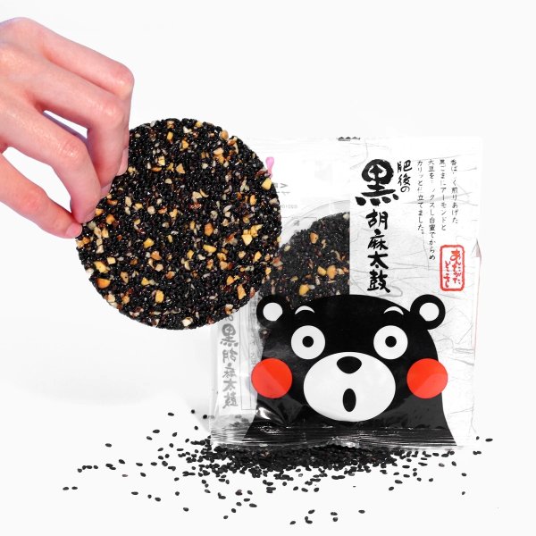 Black Sesame Taiko: Kumamon Design (10 Pieces)