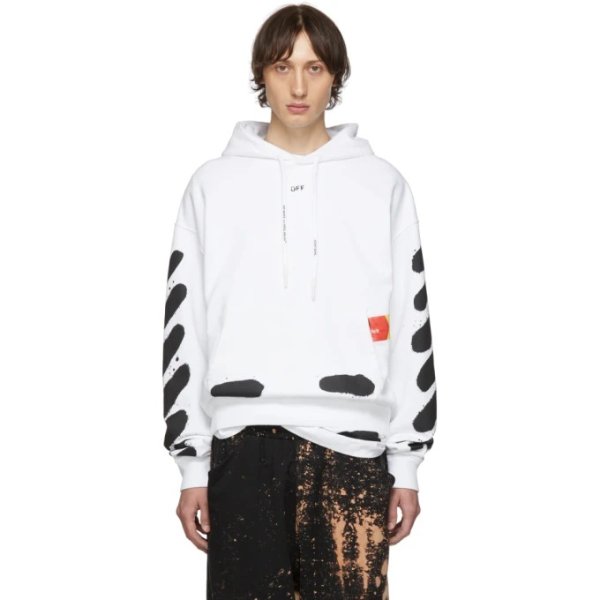 SSENSE Exclusive White Incomplete Spray Paint Hoodie