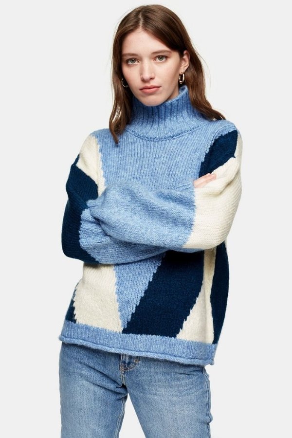 Knitted Colour Block Jumper