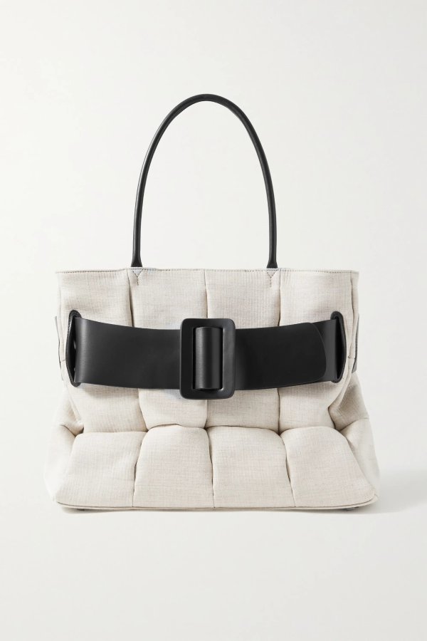Light gray Bobby buckled leather-trimmed quilted cotton-canvas tote | BOYY | NET-A-PORTER
