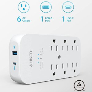 Anker Outlet Extender and USB Wall Charger, 6 Outlets and 2 USB Ports