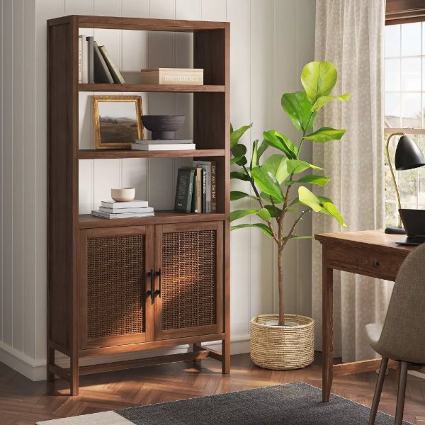 70.5" Warwick Storage Bookcase Brown - Threshold™