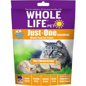 Whole Life Just One Ingredient Pure Chicken Breast Freeze-Dried Cat Treats, 4-oz bag