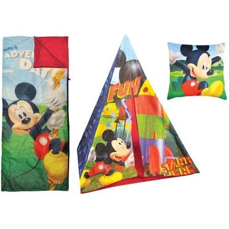 Disney Mickey Mouse Teepee Play Tent and Slumber Bag with Bonus Pillow