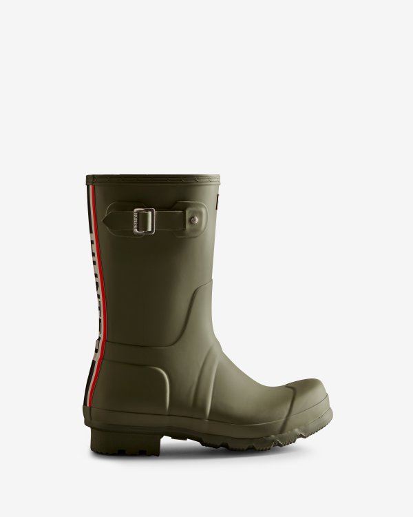 Men's Tri-Colour Logo Backstrap Short Rain Boots