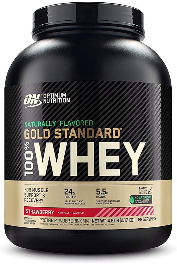 GOLD STANDARD 100% Whey Protein Powder, Naturally Flavored Strawberry, 4.8 Pound (Packaging May Vary)