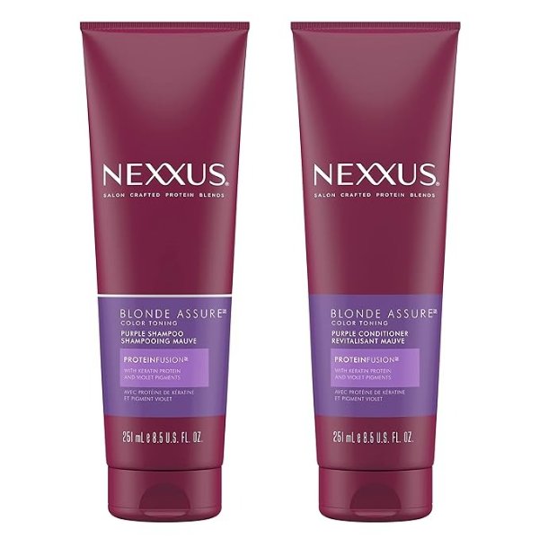Blonde Assure Purple Shampoo & Conditioner Color Assure Combo Pack Blonde, Bleached & Silver Hair Color Shampoo & Conditioner with Keratin Protein & Violet Pigment 13.5 fl oz