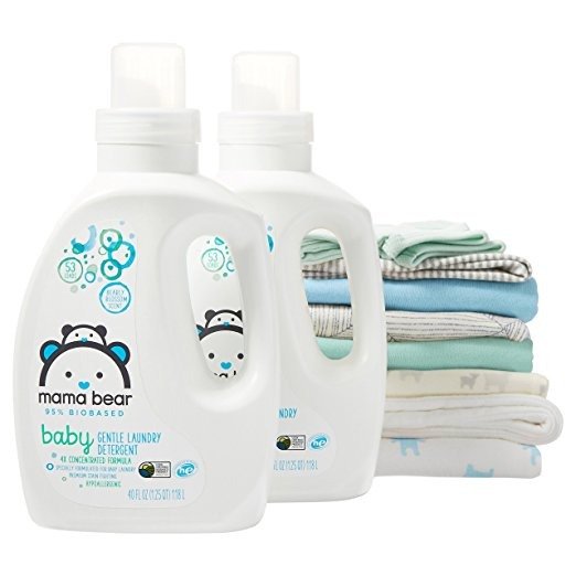 Amazon Brand - Mama Bear Gentle Care Baby Laundry Detergent, 95% Biobased, Bearly Blossom Scent, 106 Loads (Pack of 2, 53 Loads Each)