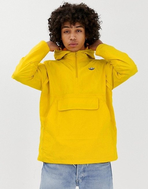 adidas originals overhead windbreaker jacket with trefoil logo in yellow | ASOS