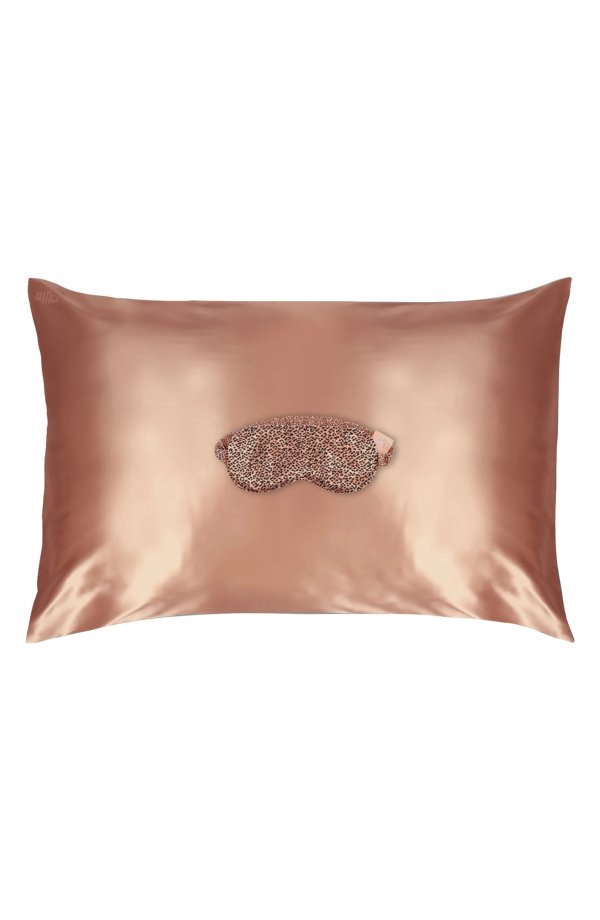 Rose Gold & Leopard Print Pillowcase & Sleep Mask Set
