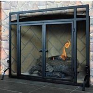 Single Panel Fireplace Screen with Doors @ Northline Express