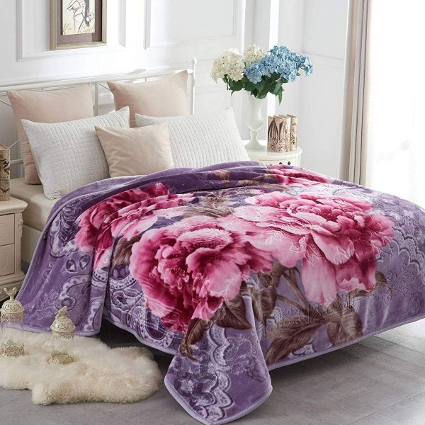 Korean Mink Fleece Blanket – 2 Ply Reversible 520GSM Silky Soft Plush Warm Blanket for Autumn Winter,light purple