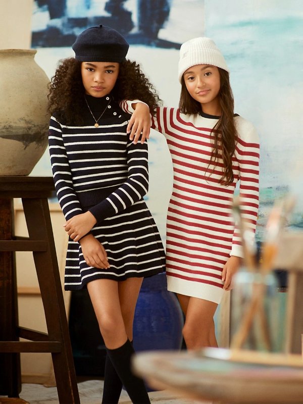 Little Girl's & Girl's 2-Piece Striped Turtleneck & Skirt Set