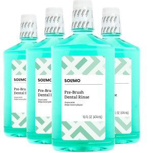 Solimo Dental Rinse, Green Mint, 16 Floz (Pack of 4)