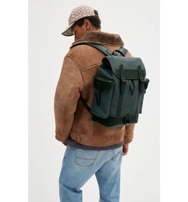 Hitch Micro Signature Jacquard & Leather Backpack