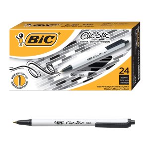 BIC Clic Stic Retractable Ball Pen, Medium Point