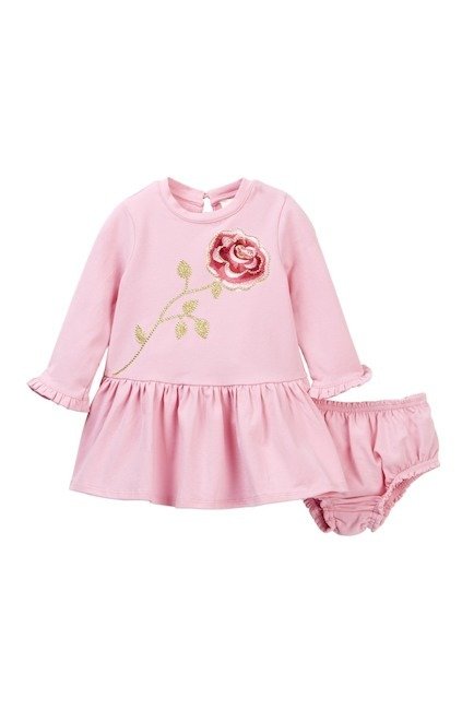 embroidered rose dress set (Baby Girls)