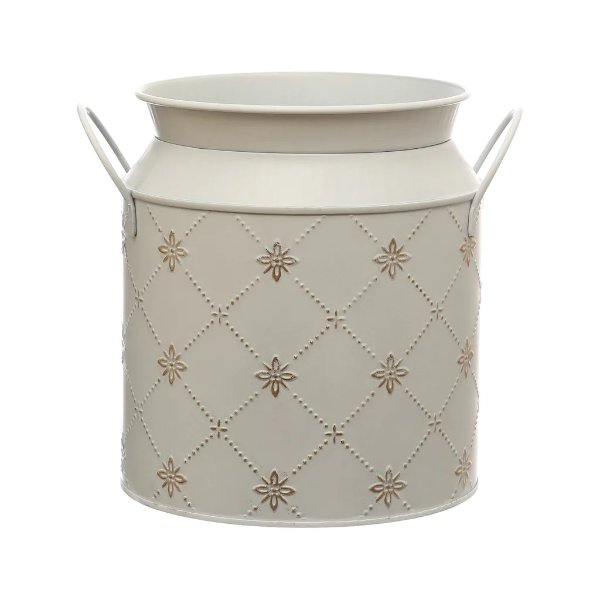 8" White Galvanized Container with Gold Pattern by Ashland®