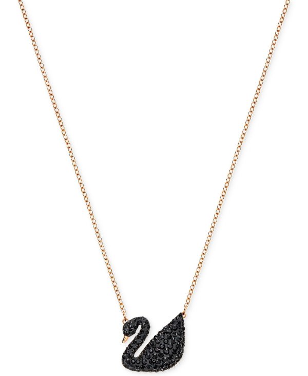 Crystal Pave Swan 14-7/8" Pendant Necklace
