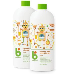 Babyganics 婴儿专用餐具奶瓶泡沫清洁剂补充装, 32盎司x2瓶