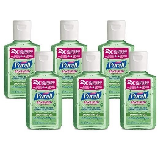 Advanced Hand Sanitizer Soothing Gel, Fresh Scent, with Aloe and Vitamin E - 2 fl oz Travel Size Flip Cap Bottle (Pack of 6) – 3156-04-EC