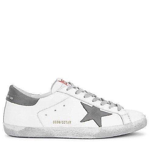 Superstar distressed white leather sneakers