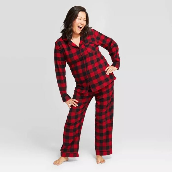 Women's Holiday Buffalo Check Flannel Matching Family Pajama Set - Wondershop™ Red