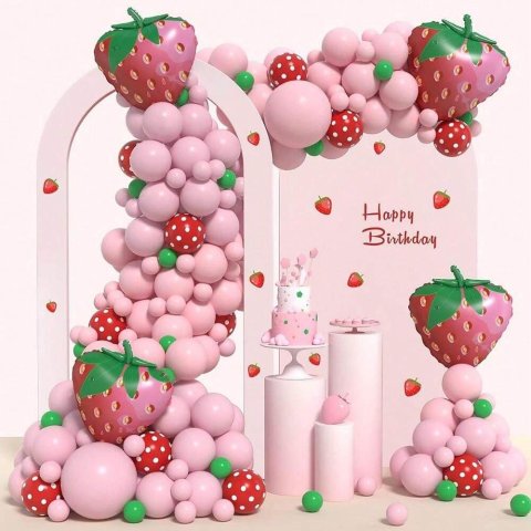 可爱草莓球球装饰 141件套