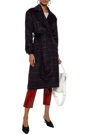 Cecilia checked brushed wool-blend coat