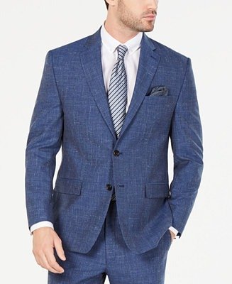 Men's Classic/Regular-Fit UltraFlex Stretch Indigo Textured Suit Jacket