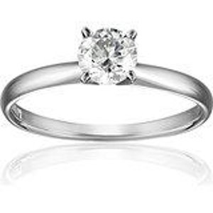 闪购：IGI认证14k白金圆形钻石订婚戒指